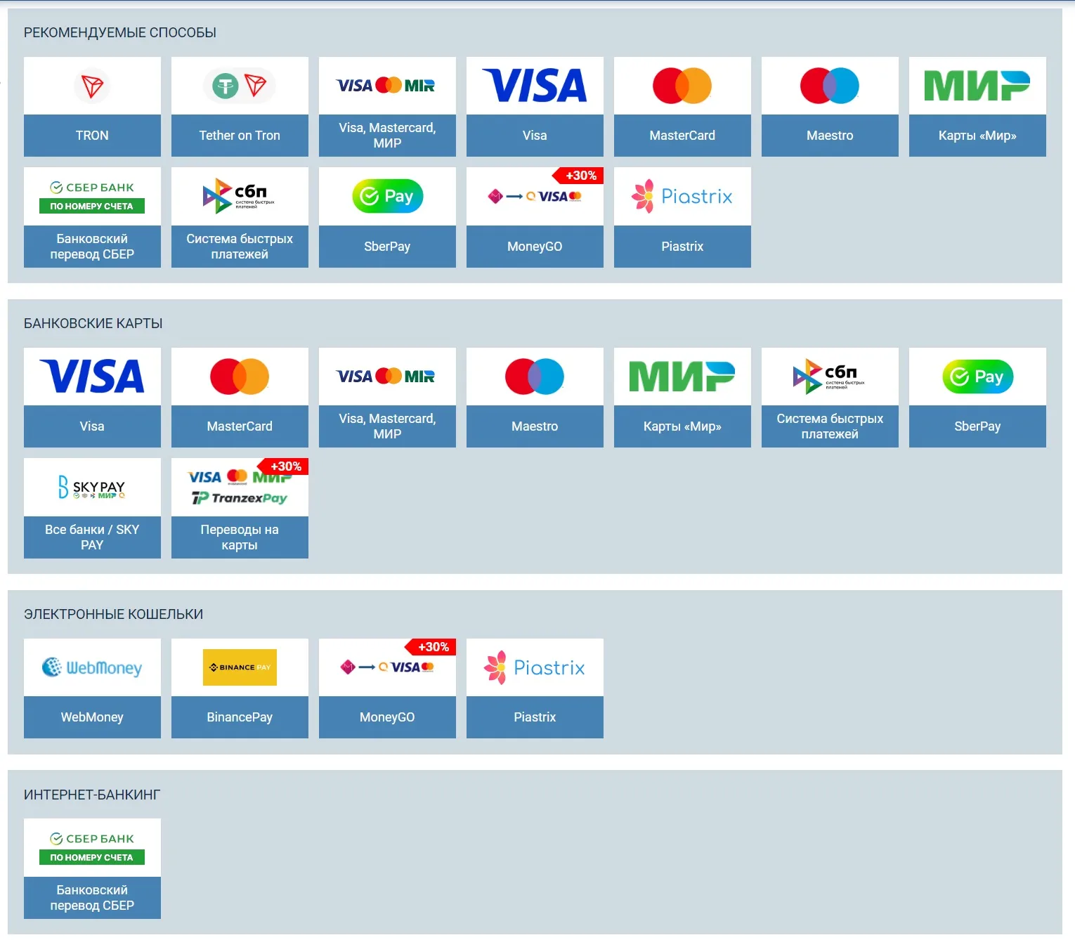 пополнение счета 1xbet